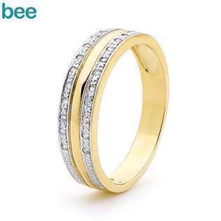 Bee Jewelry Diamond Set Dress 9 kt Gold Fingerring mit Diamanten